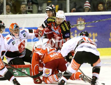 EBEL. Eishockey Bundesliga. KAC gegen HC TWK Innsbruck Die Haie.  John Lammers, (KAC), Adam Munro, Shane Sims (Innsbruck). Klagenfurt, am 10.1.2014.
Foto: Kuess 

---
pressefotos, pressefotografie, kuess, qs, qspictures, sport, bild, bilder, bilddatenbank