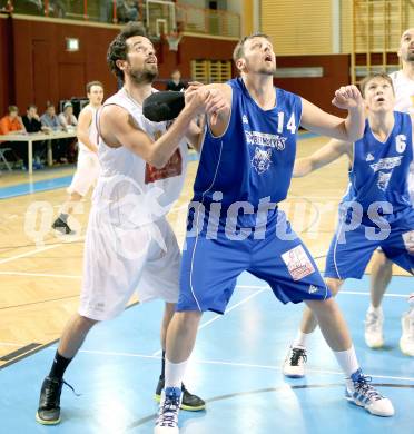 Basketball 2. Bundesliga. Woerthersee Piraten gegen Vienna D.C. .  Alexander Ey, (Piraten), Daniel Stawowski (Vienna). Klagenfurt, am 11.1.2014.
Foto: Kuess
---
pressefotos, pressefotografie, kuess, qs, qspictures, sport, bild, bilder, bilddatenbank