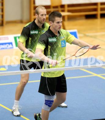 Badminton Bundesliga. ASKOE kelag Kaernten gegen Wolfurt. Paul Demmelmayer, Michael Trojan (KÃ¤rnten). Klagenfurt, 11.1.2014.
Foto: Kuess
---
pressefotos, pressefotografie, kuess, qs, qspictures, sport, bild, bilder, bilddatenbank