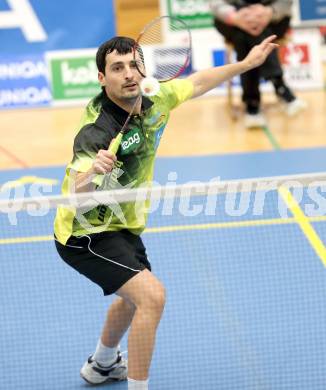 Badminton Bundesliga. ASKOE kelag Kaernten gegen Wolfurt. Georgi Petrov (KÃ¤rnten). Klagenfurt, 11.1.2014.
Foto: Kuess
---
pressefotos, pressefotografie, kuess, qs, qspictures, sport, bild, bilder, bilddatenbank