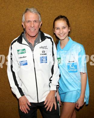 Badminton Bundesliga. ASKOE kelag Kaernten. Nachwuchs.  Klaus Pierl,  Anna Boechzelt. Klagenfurt, 14.1.2014.
Foto: Kuess 
---
pressefotos, pressefotografie, kuess, qs, qspictures, sport, bild, bilder, bilddatenbank