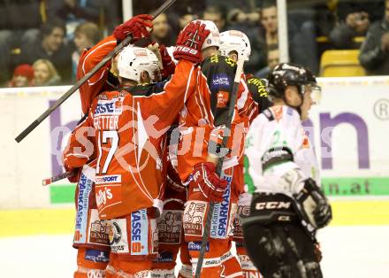 EBEL. Eishockey Bundesliga. KAC gegen HDD TELEMACH Olimpija Ljubljana.  Torjubel (KAC). Klagenfurt, am 17.1.2014.
Foto: Kuess 

---
pressefotos, pressefotografie, kuess, qs, qspictures, sport, bild, bilder, bilddatenbank