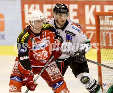 EBEL. Eishockey Bundesliga. KAC gegen HDD TELEMACH Olimpija Ljubljana.  Colton Fretter, (KAC), Igor Cvetek  (Laibach. Klagenfurt, am 17.1.2014.
Foto: Kuess 

---
pressefotos, pressefotografie, kuess, qs, qspictures, sport, bild, bilder, bilddatenbank