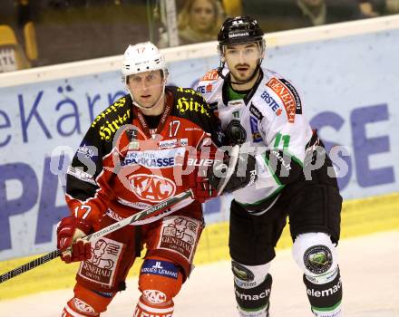 EBEL. Eishockey Bundesliga. KAC gegen HDD TELEMACH Olimpija Ljubljana.  Colton Fretter, (KAC), Ziga Pesut  (Laibach. Klagenfurt, am 17.1.2014.
Foto: Kuess 

---
pressefotos, pressefotografie, kuess, qs, qspictures, sport, bild, bilder, bilddatenbank