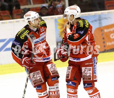 EBEL. Eishockey Bundesliga. KAC gegen HDD TELEMACH Olimpija Ljubljana.  Torjubel Markus Pirmann, Patrick Harand (KAC). Klagenfurt, am 17.1.2014.
Foto: Kuess 

---
pressefotos, pressefotografie, kuess, qs, qspictures, sport, bild, bilder, bilddatenbank