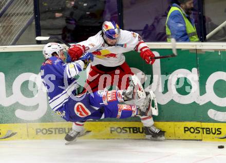 EBEL. Eishockey Bundesliga. EC VSV gegen EC Red Bull Salzburg. Eric Hunter, (VSV), Troy Milam  (Salzburg). Villach, am 19.1.2014.
Foto: Kuess 


---
pressefotos, pressefotografie, kuess, qs, qspictures, sport, bild, bilder, bilddatenbank