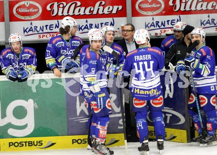 EBEL. Eishockey Bundesliga. EC VSV gegen EC Red Bull Salzburg. Trainer Hannu Jaervenpaeae, Eric Hunter (VSV). Villach, am 19.1.2014.
Foto: Kuess 


---
pressefotos, pressefotografie, kuess, qs, qspictures, sport, bild, bilder, bilddatenbank