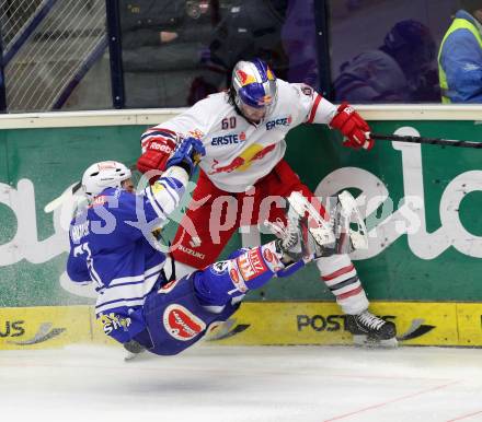 EBEL. Eishockey Bundesliga. EC VSV gegen EC Red Bull Salzburg. Eric Hunter, (VSV), Troy Milam  (Salzburg).. Villach, am 19.1.2014.
Foto: Kuess 


---
pressefotos, pressefotografie, kuess, qs, qspictures, sport, bild, bilder, bilddatenbank