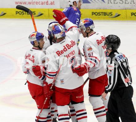 EBEL. Eishockey Bundesliga. EC VSV gegen EC Red Bull Salzburg. Torjubel  (Salzburg). Villach, am 19.1.2014.
Foto: Kuess 


---
pressefotos, pressefotografie, kuess, qs, qspictures, sport, bild, bilder, bilddatenbank