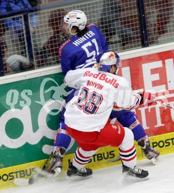 EBEL. Eishockey Bundesliga. EC VSV gegen EC Red Bull Salzburg. Eric Hunter,  (VSV), Michael Boivin (Salzburg). Villach, am 19.1.2014.
Foto: Kuess 


---
pressefotos, pressefotografie, kuess, qs, qspictures, sport, bild, bilder, bilddatenbank