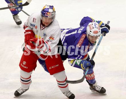 EBEL. Eishockey Bundesliga. EC VSV gegen EC Red Bull Salzburg. Derek Ryan, (VSV), Mark Cullen  (Salzburg). Villach, am 19.1.2014.
Foto: Kuess 


---
pressefotos, pressefotografie, kuess, qs, qspictures, sport, bild, bilder, bilddatenbank