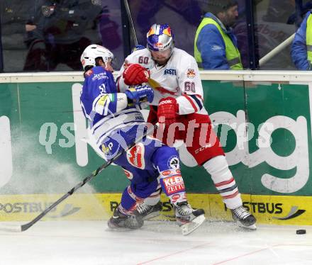 EBEL. Eishockey Bundesliga. EC VSV gegen EC Red Bull Salzburg. Eric Hunter, (VSV), Troy Milam  (Salzburg). Villach, am 19.1.2014.
Foto: Kuess 


---
pressefotos, pressefotografie, kuess, qs, qspictures, sport, bild, bilder, bilddatenbank