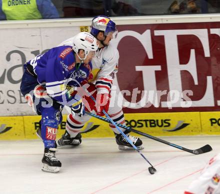 EBEL. Eishockey Bundesliga. EC VSV gegen EC Red Bull Salzburg. Derek Ryan,  (VSV), Andreas Kristler (Salzburg). Villach, am 19.1.2014.
Foto: Kuess 


---
pressefotos, pressefotografie, kuess, qs, qspictures, sport, bild, bilder, bilddatenbank