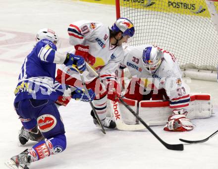 EBEL. Eishockey Bundesliga. EC VSV gegen EC Red Bull Salzburg. Eric Hunter,  (VSV), Luka Gracnar, Dominique Heinrich (Salzburg). Villach, am 19.1.2014.
Foto: Kuess 


---
pressefotos, pressefotografie, kuess, qs, qspictures, sport, bild, bilder, bilddatenbank