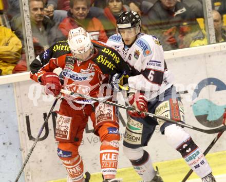 EBEL. Eishockey Bundesliga. KAC gegen SAPA Fehervar AV19. Patrick Harand, (KAC), Bence Sziranyi  (Alba Volan). Klagenfurt, am 24.1.2014.
Foto: Kuess 

---
pressefotos, pressefotografie, kuess, qs, qspictures, sport, bild, bilder, bilddatenbank