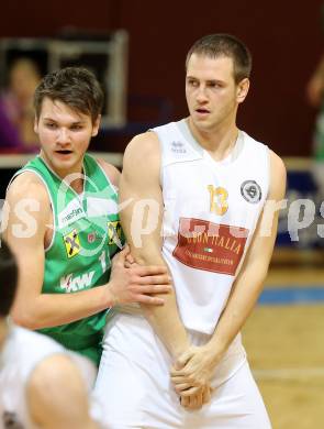 Basketball 2. Bundesliga.  Woerthersee Piraten gegen Dornbirn Lions.  Maximilian Kunovjanek, (Piraten), Ivica Dodig  (Dornbirn). Klagenfurt, am 25.1.2014.
Foto: Kuess
---
pressefotos, pressefotografie, kuess, qs, qspictures, sport, bild, bilder, bilddatenbank