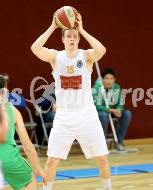 Basketball 2. Bundesliga.  Woerthersee Piraten gegen Dornbirn Lions.  Paul Koroschitz (Piraten). Klagenfurt, am 25.1.2014.
Foto: Kuess
---
pressefotos, pressefotografie, kuess, qs, qspictures, sport, bild, bilder, bilddatenbank