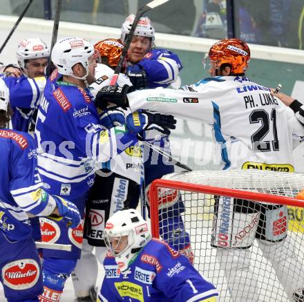 EBEL. Eishockey Bundesliga. EC VSV gegen EHC LIWEST Linz. Scott Hotham,  (VSV), Philipp Lukas (Linz). Villach, am 26.1.2014.
Foto: Kuess 


---
pressefotos, pressefotografie, kuess, qs, qspictures, sport, bild, bilder, bilddatenbank