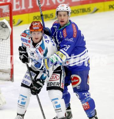 EBEL. Eishockey Bundesliga. EC VSV gegen EHC LIWEST Linz. Patrick Platzer, (VSV), Tom Zanoski  (Linz). Villach, am 26.1.2014.
Foto: Kuess 


---
pressefotos, pressefotografie, kuess, qs, qspictures, sport, bild, bilder, bilddatenbank