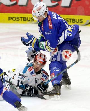 EBEL. Eishockey Bundesliga. EC VSV gegen EHC LIWEST Linz. Stefan Bacher, (VSV), Andrew Jacob Kozek  (Linz). Villach, am 26.1.2014.
Foto: Kuess 


---
pressefotos, pressefotografie, kuess, qs, qspictures, sport, bild, bilder, bilddatenbank