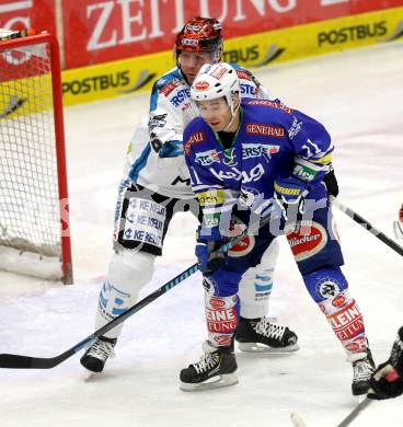 EBEL. Eishockey Bundesliga. EC VSV gegen EHC LIWEST Linz. Derek Ryan, (VSV), Andrew Hedlund  (Linz). Villach, am 26.1.2014.
Foto: Kuess 


---
pressefotos, pressefotografie, kuess, qs, qspictures, sport, bild, bilder, bilddatenbank