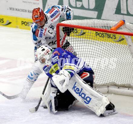 EBEL. Eishockey Bundesliga. EC VSV gegen EHC LIWEST Linz. Jean Philippe Lamoureux,  (VSV), Phillipp Lukas (Linz). Villach, am 26.1.2014.
Foto: Kuess 


---
pressefotos, pressefotografie, kuess, qs, qspictures, sport, bild, bilder, bilddatenbank