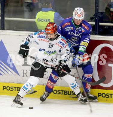 EBEL. Eishockey Bundesliga. EC VSV gegen EHC LIWEST Linz. Adis Alagic,  (VSV), Lukas Haudum (Linz). Villach, am 26.1.2014.
Foto: Kuess 


---
pressefotos, pressefotografie, kuess, qs, qspictures, sport, bild, bilder, bilddatenbank