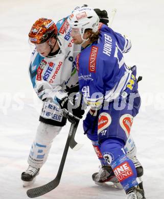 EBEL. Eishockey Bundesliga. EC VSV gegen EHC LIWEST Linz. Eric Hunter, (VSV), Jason Ulmer  (Linz). Villach, am 26.1.2014.
Foto: Kuess 


---
pressefotos, pressefotografie, kuess, qs, qspictures, sport, bild, bilder, bilddatenbank