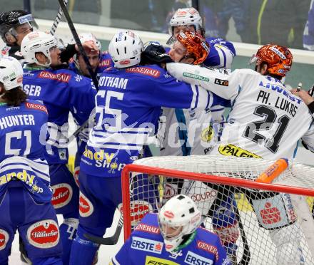 EBEL. Eishockey Bundesliga. EC VSV gegen EHC LIWEST Linz. Curtis Fraser, Scott Hotham, (VSV), Philipp Lukas   (Linz). Villach, am 26.1.2014.
Foto: Kuess 


---
pressefotos, pressefotografie, kuess, qs, qspictures, sport, bild, bilder, bilddatenbank