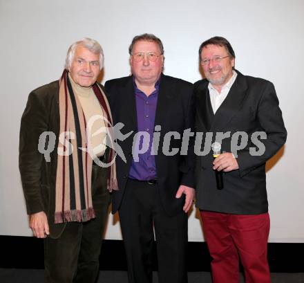 Eishockey. Filmpraesentation. Sigi Bergmann, Sepp Puschnig, Ferdinand Macek. Klagenfurt, am 28.1.2014.
Foto: Kuess 
---
pressefotos, pressefotografie, kuess, qs, qspictures, sport, bild, bilder, bilddatenbank