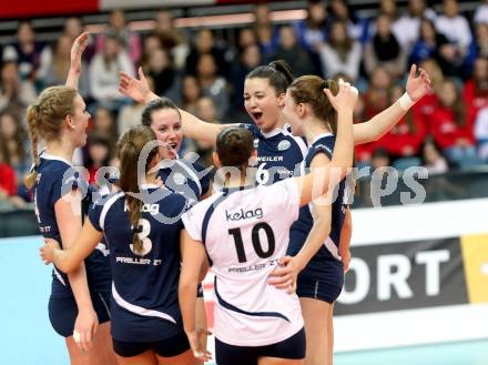 Volleyball Frauen. OEVV Cup. Oesterreichscher Volleyballverband Cup. Sparkasse Wildcats gegen SG SVS Post. Jubel Wildcats. Klagenfurt, am 31.1.2015.
Foto: Kuess
---
pressefotos, pressefotografie, kuess, qs, qspictures, sport, bild, bilder, bilddatenbank