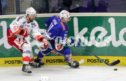 EBEL. Eishockey Bundesliga. EC VSV gegen HCB Suedtirol Bozen.  Derek Ryan, (VSV),  Sebastien Piche (Bozen). Villach, am 1.2.2014.
Foto: Kuess 


---
pressefotos, pressefotografie, kuess, qs, qspictures, sport, bild, bilder, bilddatenbank