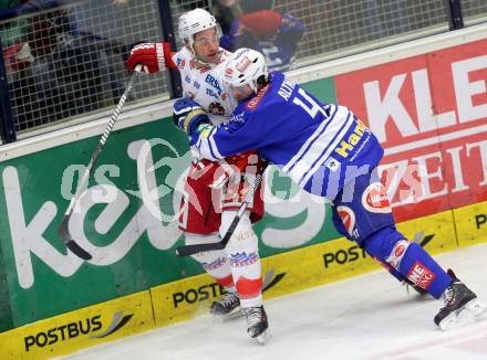 EBEL. Eishockey Bundesliga. EC VSV gegen HCB Suedtirol Bozen. Mario Altmann,  (VSV), Angelo Esposito (Bozen). Villach, am 1.2.2014.
Foto: Kuess 


---
pressefotos, pressefotografie, kuess, qs, qspictures, sport, bild, bilder, bilddatenbank