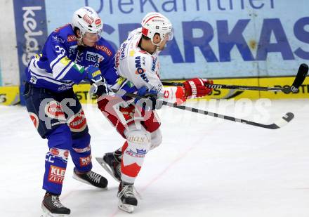 EBEL. Eishockey Bundesliga. EC VSV gegen HCB Suedtirol Bozen. Adis Alagic, (VSV), Marco Insam  (Bozen). Villach, am 1.2.2014.
Foto: Kuess 


---
pressefotos, pressefotografie, kuess, qs, qspictures, sport, bild, bilder, bilddatenbank