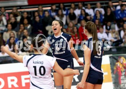 Volleyball Frauen. OEVV Cup. Oesterreichscher Volleyballverband Cup. Sparkasse Wildcats gegen SG SVS Post. Jubel Iva Gutic (Wildcats). Klagenfurt, am 31.1.2015.
Foto: Kuess
---
pressefotos, pressefotografie, kuess, qs, qspictures, sport, bild, bilder, bilddatenbank