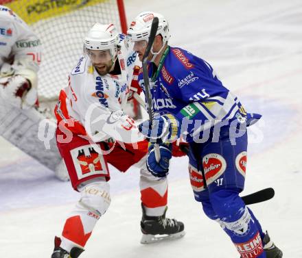 EBEL. Eishockey Bundesliga. EC VSV gegen HCB Suedtirol Bozen. Curtis Fraser,  (VSV), Hannes Oberdoerfer (Bozen). Villach, am 1.2.2014.
Foto: Kuess 


---
pressefotos, pressefotografie, kuess, qs, qspictures, sport, bild, bilder, bilddatenbank