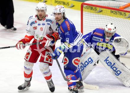 EBEL. Eishockey Bundesliga. EC VSV gegen HCB Suedtirol Bozen. Eric HUnter, Jean Philippe Lamoureux, (VSV), Marco Insam  (Bozen). Villach, am 1.2.2014.
Foto: Kuess 


---
pressefotos, pressefotografie, kuess, qs, qspictures, sport, bild, bilder, bilddatenbank