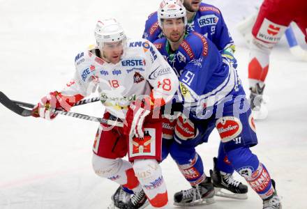 EBEL. Eishockey Bundesliga. EC VSV gegen HCB Suedtirol Bozen. Eric HUnter, (VSV), Anton Bernard  (Bozen). Villach, am 1.2.2014.
Foto: Kuess 


---
pressefotos, pressefotografie, kuess, qs, qspictures, sport, bild, bilder, bilddatenbank