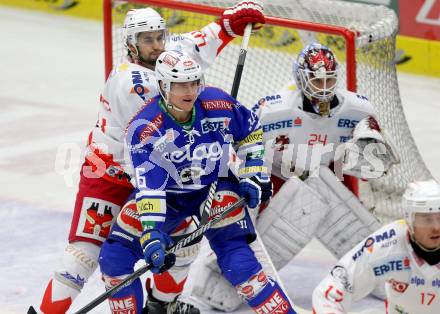 EBEL. Eishockey Bundesliga. EC VSV gegen HCB Suedtirol Bozen. Daniel Nageler,  (VSV), Hannes Oberdoerfer (Bozen). Villach, am 1.2.2014.
Foto: Kuess 


---
pressefotos, pressefotografie, kuess, qs, qspictures, sport, bild, bilder, bilddatenbank