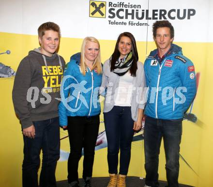 Schi Alpin. Pressegespraech. Felix Hacker,  Katharina Truppe,  Adrian Pertl,  Nadine Fest. Klagenfurt, am 22.11.2013.
Foto: Kuess
---
pressefotos, pressefotografie, kuess, qs, qspictures, sport, bild, bilder, bilddatenbank