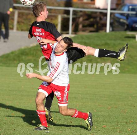 Fussball Unterliga Ost. Ludmannsdorf gegen Woelfnitz. Jure Skafar, (Ludmannsdorf), Stefan Kobald (Woelfnitz). Ludmannsdorf, am 27.10.2013.
Foto: Kuess
Foto: Kuess
---
pressefotos, pressefotografie, kuess, qs, qspictures, sport, bild, bilder, bilddatenbank