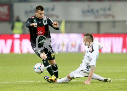 Fussball Bundesliga. RZ Pellets WAC gegen FC Wacker Innsbruck. Peter Zulj, (WAC), Miroslav Milosevic  (Innsbruck). Klagenfurt, 8.2.2014.
Foto: Kuess

---
pressefotos, pressefotografie, kuess, qs, qspictures, sport, bild, bilder, bilddatenbank