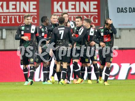 Fussball Bundesliga. RZ Pellets WAC gegen FC Wacker Innsbruck. Torjubel Innsbruck. Klagenfurt, 8.2.2014.
Foto: Kuess

---
pressefotos, pressefotografie, kuess, qs, qspictures, sport, bild, bilder, bilddatenbank