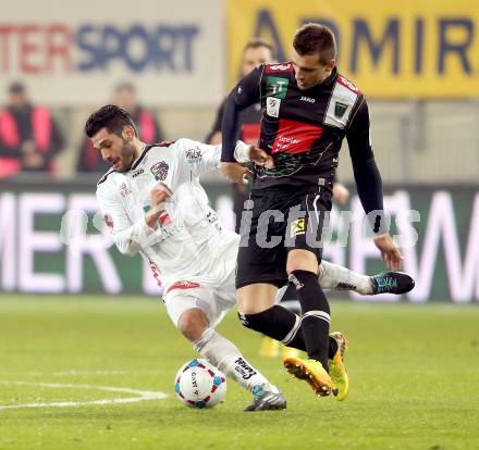 Fussball Bundesliga. RZ Pellets WAC gegen FC Wacker Innsbruck. Michele Polverino, (WAC),  Miroslav Milosevic  (Innsbruck). Klagenfurt, 8.2.2014.
Foto: Kuess

---
pressefotos, pressefotografie, kuess, qs, qspictures, sport, bild, bilder, bilddatenbank