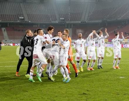 Fussball Bundesliga. RZ Pellets WAC gegen FC Wacker Innsbruck. Jubel  (WAC). Klagenfurt, 8.2.2014.
Foto: Kuess

---
pressefotos, pressefotografie, kuess, qs, qspictures, sport, bild, bilder, bilddatenbank