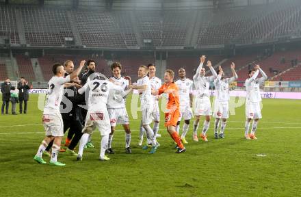 Fussball Bundesliga. RZ Pellets WAC gegen FC Wacker Innsbruck. Jubel  (WAC). Klagenfurt, 8.2.2014.
Foto: Kuess

---
pressefotos, pressefotografie, kuess, qs, qspictures, sport, bild, bilder, bilddatenbank