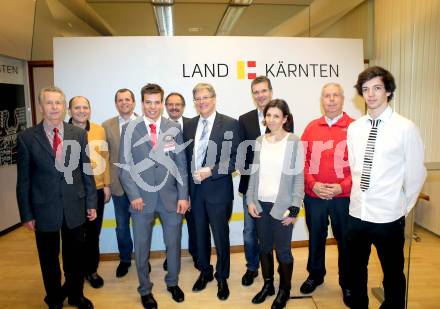 Verabschiedung Kaerntner Teilnehmer an den Paralympics in Sotschi. Landeshauptmann Peter Kaiser, Markus Salcher. Klagenfurt, 10.2.2014.
Foto: Kuess
---
pressefotos, pressefotografie, kuess, qs, qspictures, sport, bild, bilder, bilddatenbank