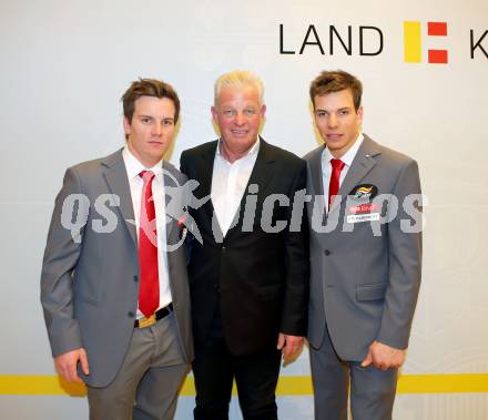 Verabschiedung Kaerntner Teilnehmer an den Paralympics in Sotschi. Thomas Grochar, Reinhard Tellian, Markus Salcher. Klagenfurt, 10.2.2014.
Foto: Kuess
---
pressefotos, pressefotografie, kuess, qs, qspictures, sport, bild, bilder, bilddatenbank