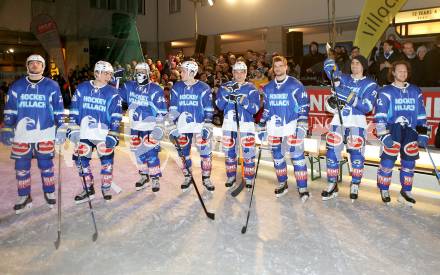 EBEL. Eishockey Bundesliga. Showtraining VSV am Rathausplatz in Villach.  Benjamin Petrik, Marius Goehringer, Markus Peintner, Patrick Platzer, Mario Lamoureux, Curtis Fraser, Eric Hunter, John Hughes. Villach, am 21.2.2014.
Foto: Kuess 


---
pressefotos, pressefotografie, kuess, qs, qspictures, sport, bild, bilder, bilddatenbank