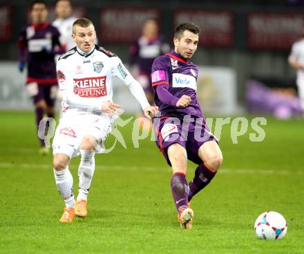 Fussball Bundesliga. RZ Pellets WAC gegen FK Austria Wien. Manuel Kerhe (WAC), Markus Suttner (Wien). Klagenfurt, 22.2.2014.
Foto: Kuess

---
pressefotos, pressefotografie, kuess, qs, qspictures, sport, bild, bilder, bilddatenbank